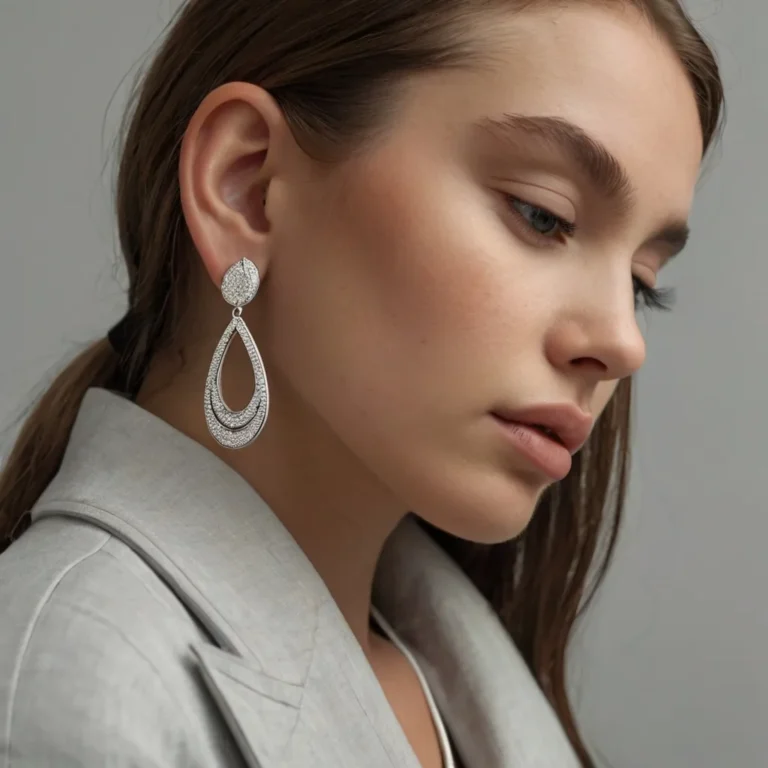 a lady with beautiful silver earing , silver jewellery in kochi