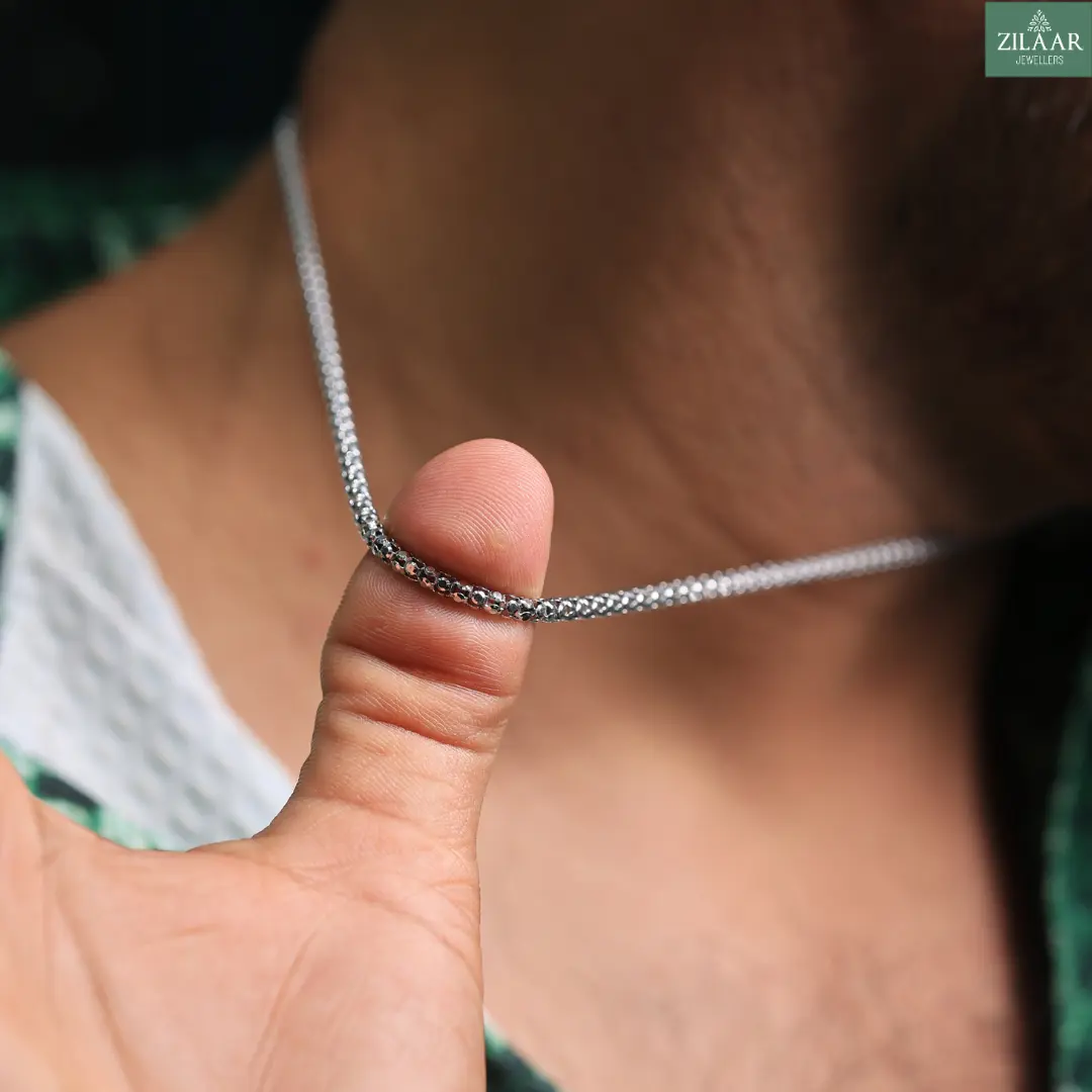 silver neckchain , silver jewellery in kochi